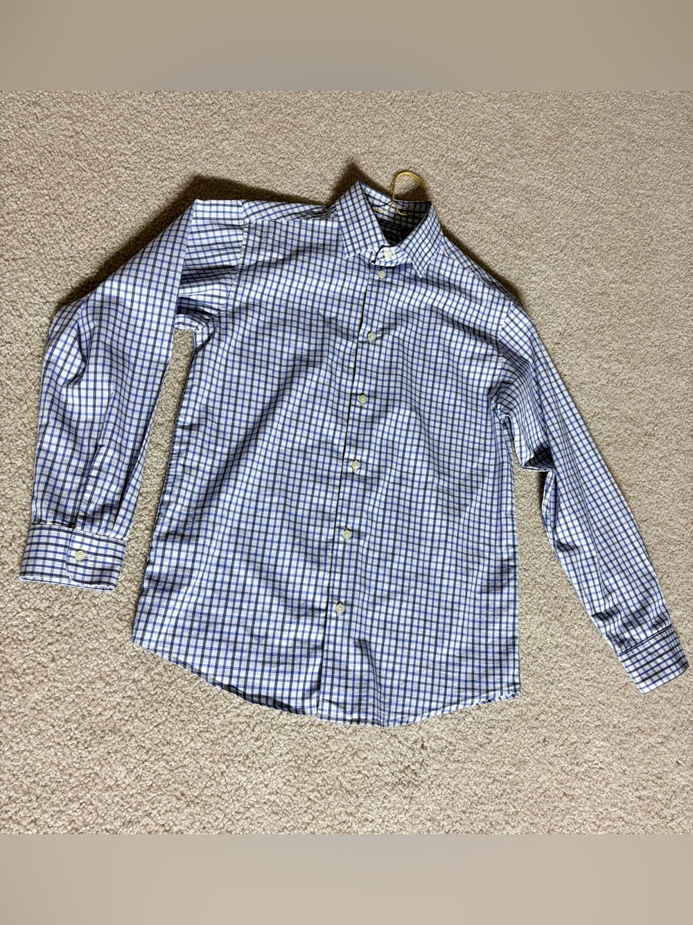 Chaps Blue and White Windowpane Dress Shirt